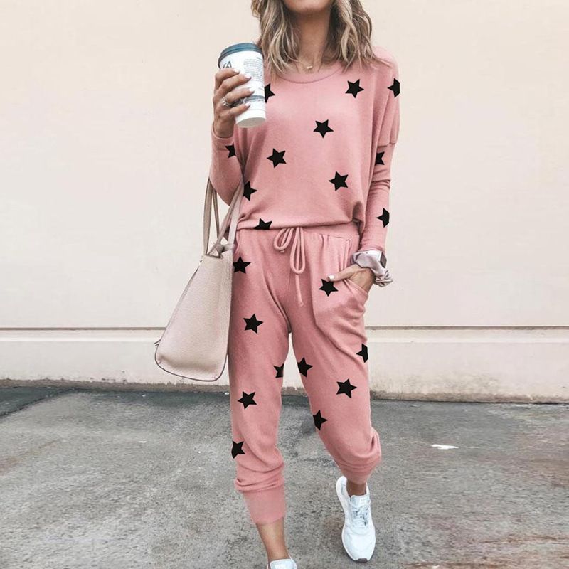 Printed Long-sleeved Casual Lounge Set