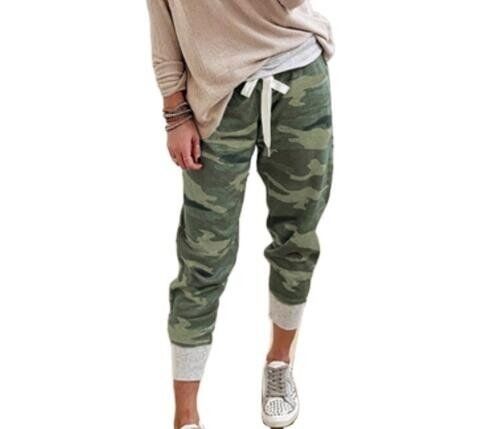 Camouflage Print Drawstring Elastic Waist Joggers (green, gray, orange camo available)