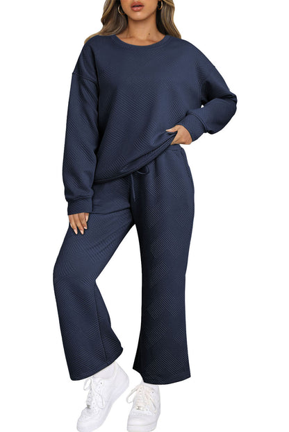 Textured Loose Slouchy Long Sleeve Top and Pants Set, 8 colors to choose from, sizes S-2XL