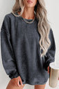 Pink Solid Ribbed Round Neck Pullover Sweatshirt, 6 colors to choose from, sizes up to 3XL