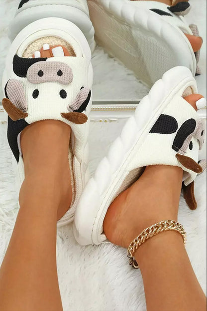 Cow Pattern Open Toe Slippers