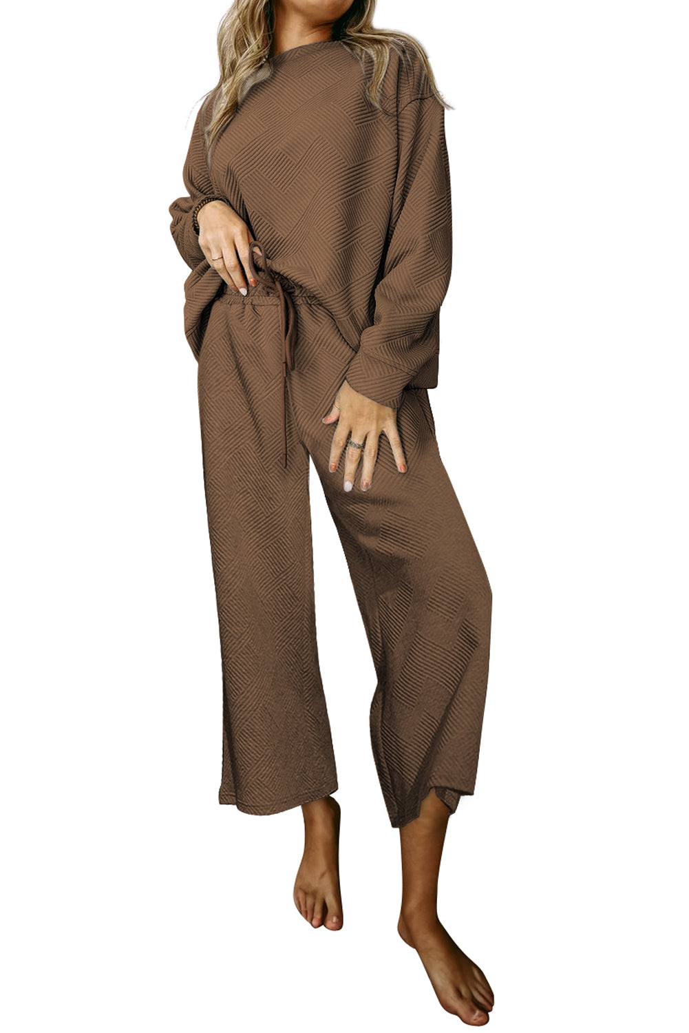 Textured Loose Slouchy Long Sleeve Top and Pants Set, 8 colors to choose from, sizes S-2XL